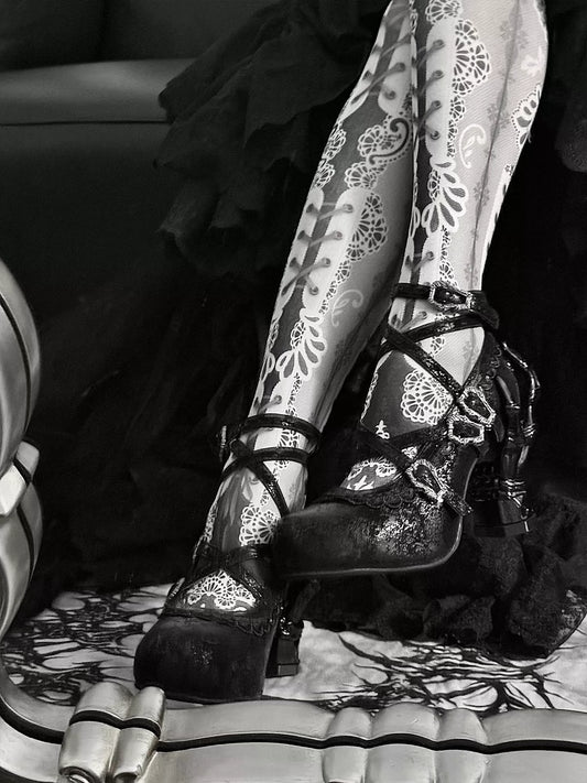 Gothic Dark Lolita Butterfly Bone Sculptural Heel High Heels – Sphenoid