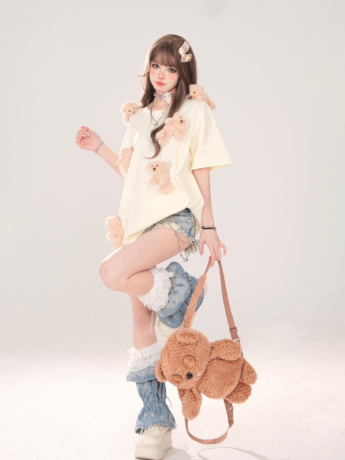 ニッチベアのゆったりキュートTシャツ