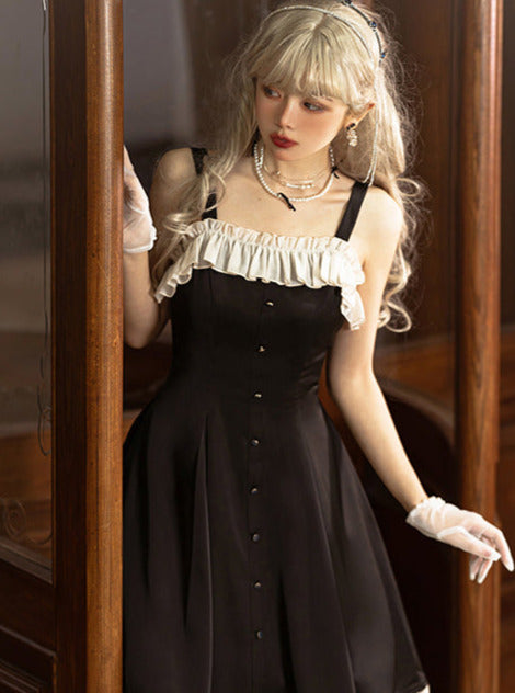 Song Love Elegantes Kleid Kurz/Lang Lolita Reservations Schwarz Piano Satin Sass