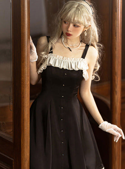 Song Love Elegantes Kleid Kurz/Lang Lolita Reservations Schwarz Piano Satin Sass