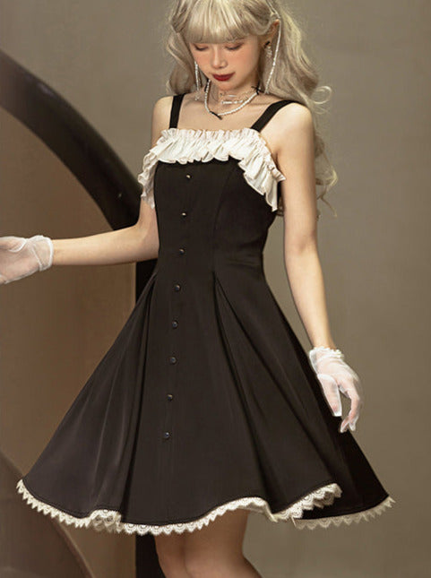 Song Love Elegantes Kleid Kurz/Lang Lolita Reservations Schwarz Piano Satin Sass