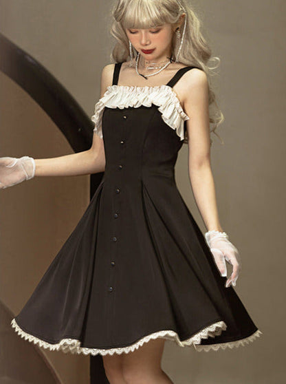 Song Love Elegantes Kleid Kurz/Lang Lolita Reservations Schwarz Piano Satin Sass