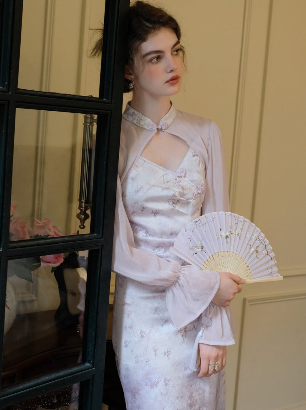 Retro Purple Flower Sheer Dress Cardigan China