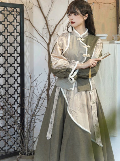 Ausgestelltes Top + Rock mit Print China