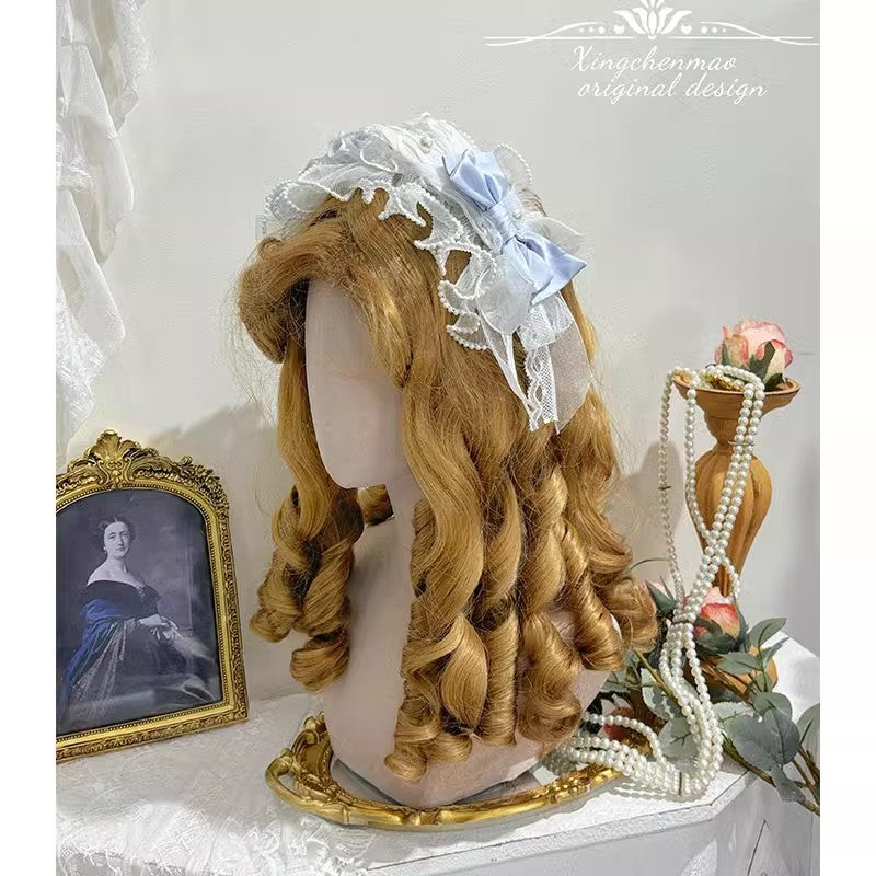 Blue Elegant Empire Waist Floral Square Neckline Lolita Dress