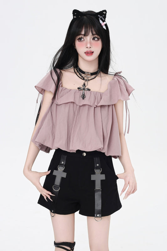 ドローストリングワンショルダースカートトップ3スタイル