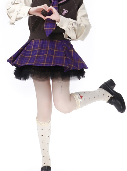 マルチポケット タロ パープルジャケット ニットベスト スカートスーツ