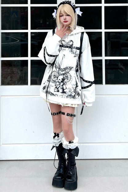 Oversize-Kapuzenpullover mit Tiermuster