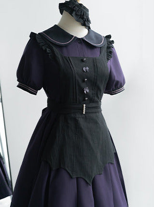 カラー ホワイト ブラック ロリータ ソリッド エプロン