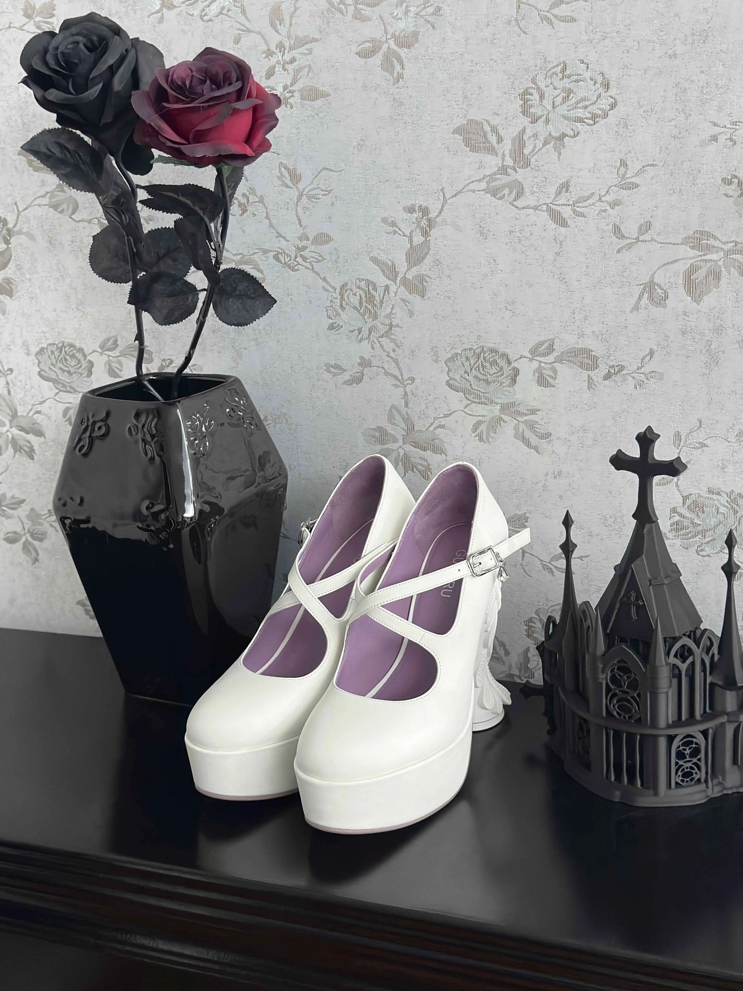 Gothic Dark Angel Wings Alien Heel High Heels | GURURU