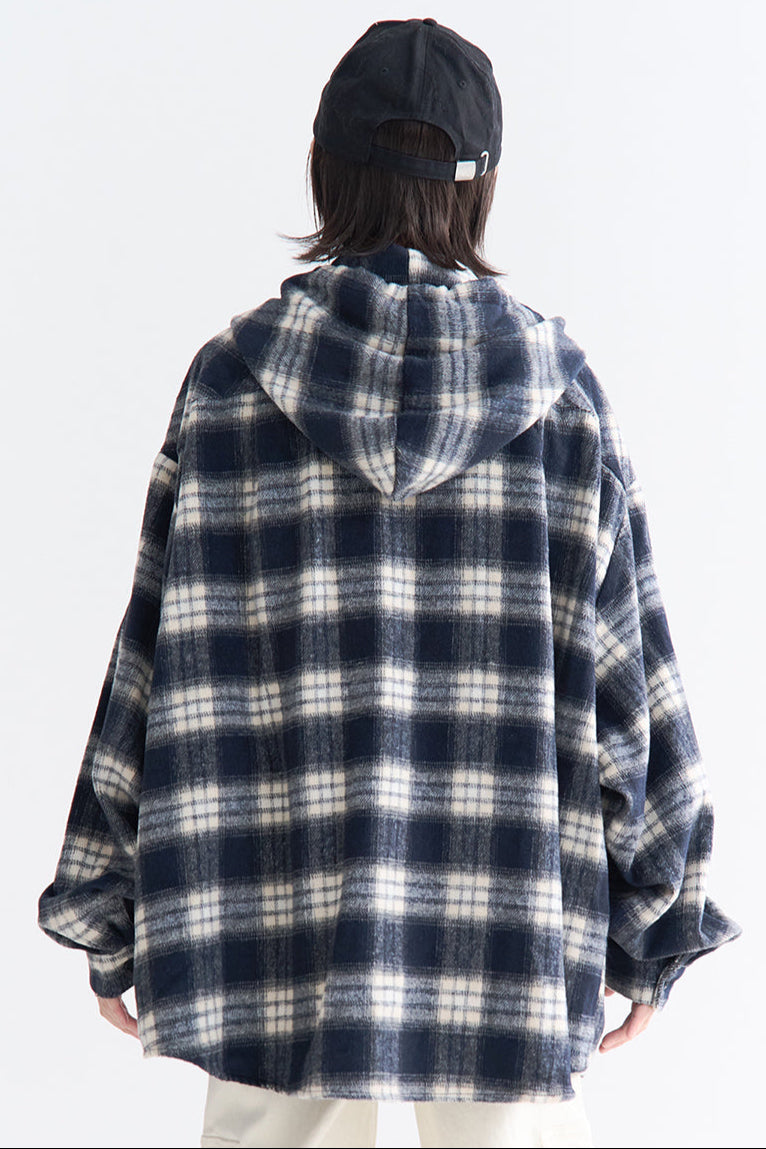 Schößchen-Kapuzenpullover mit Karomuster