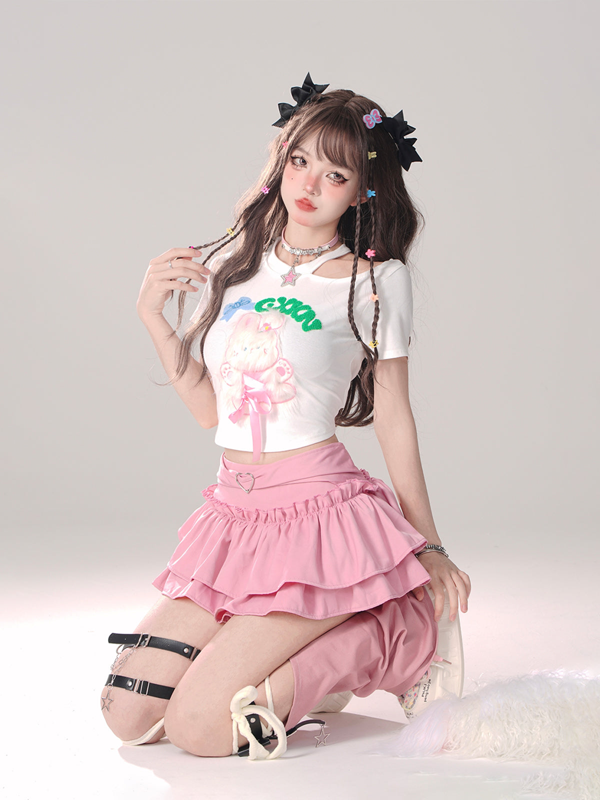 サマーバニー スウィート オフショルダー Tシャツ