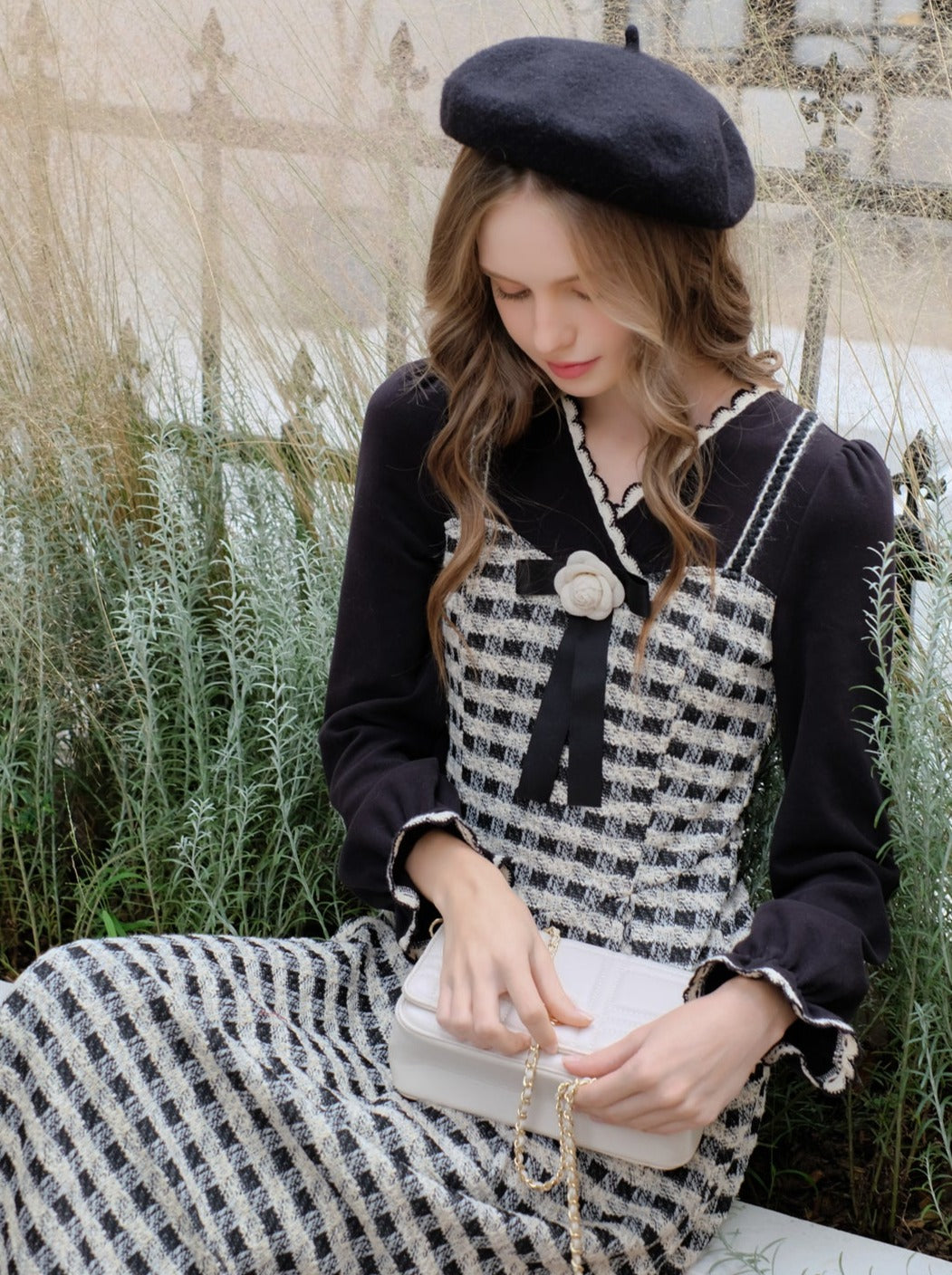 Dress Faux Retro Long Two-piece Ribbon