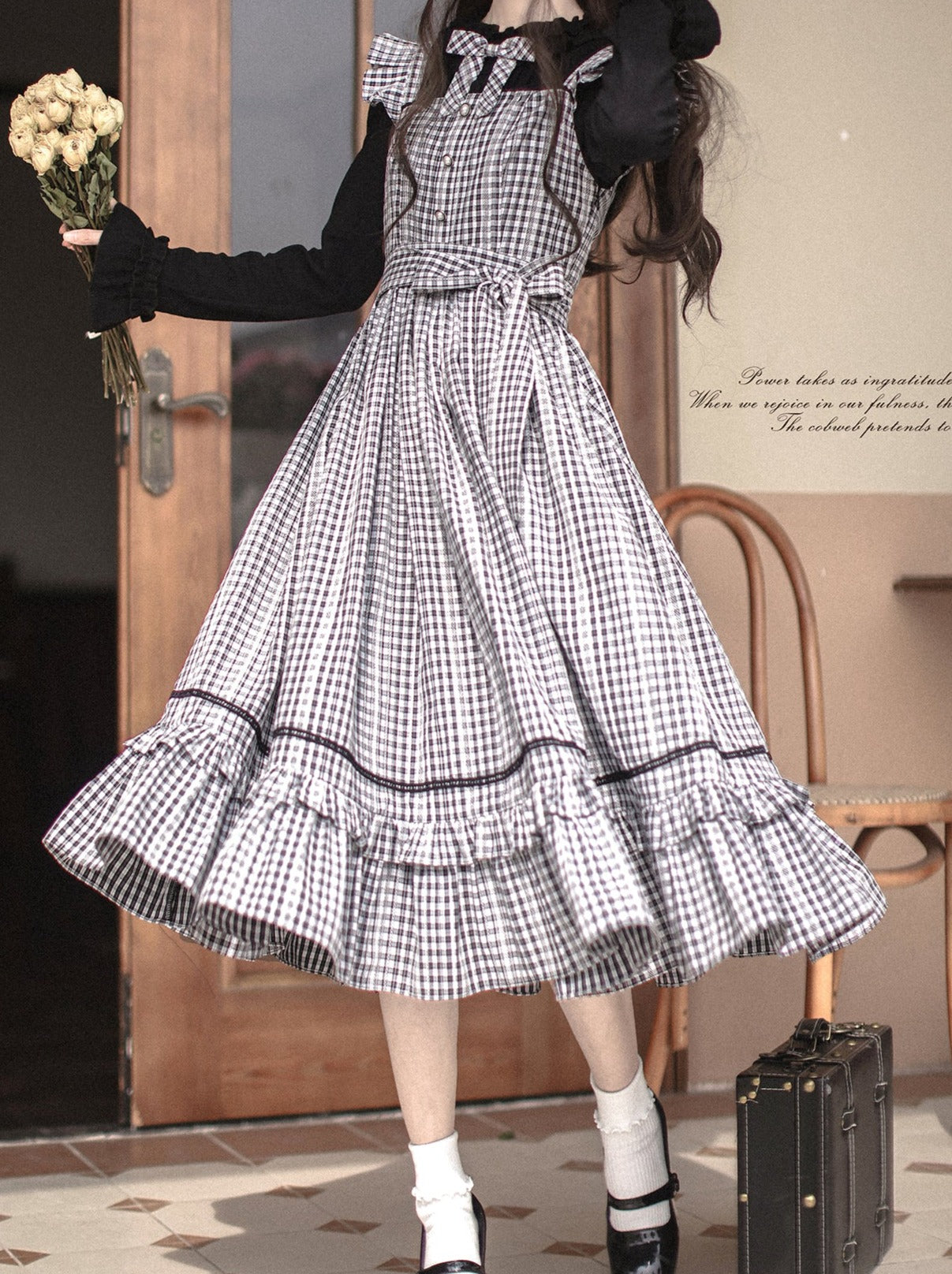 ラッフルフリルスカートサスペンダー+トップチェック