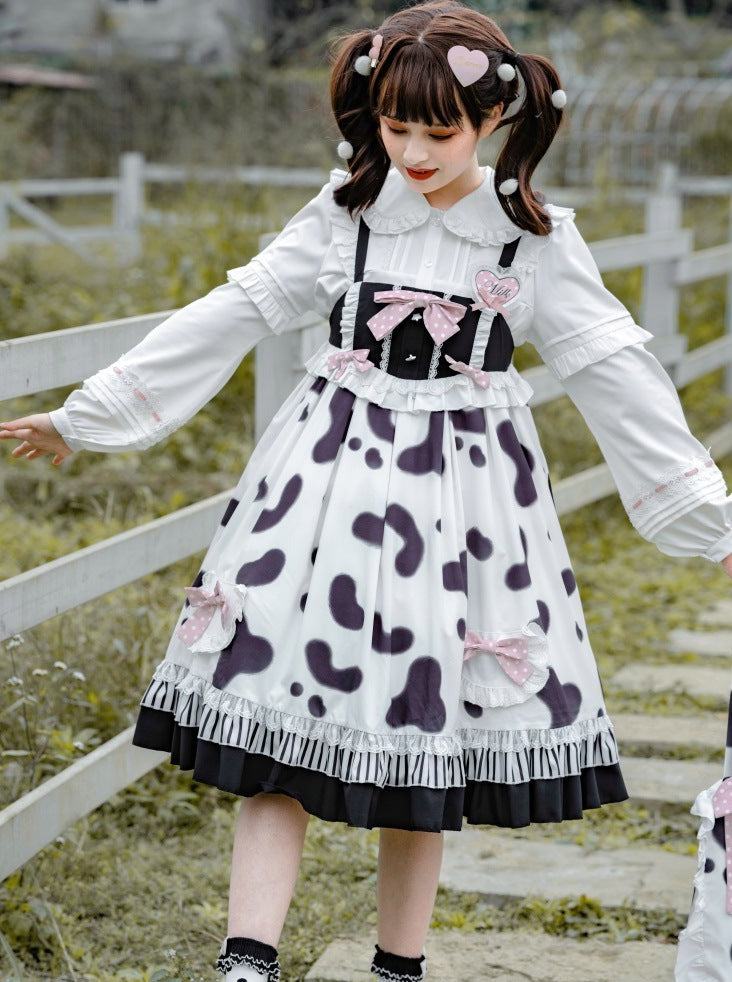 Hosenträger Kuh Bluse Rock Pelz + Mantel