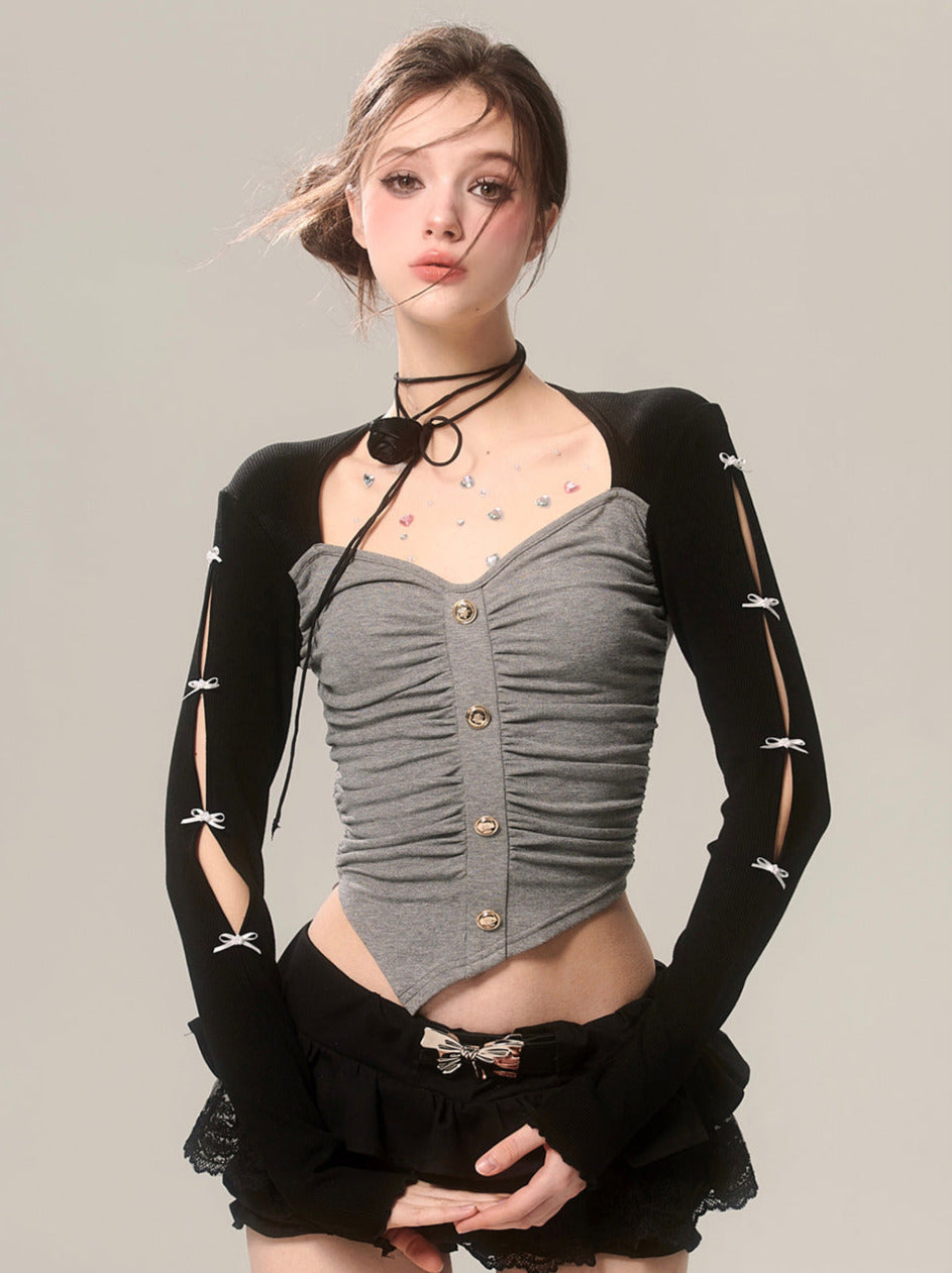 Romantic Sleeve Ribbon Top Shimmer