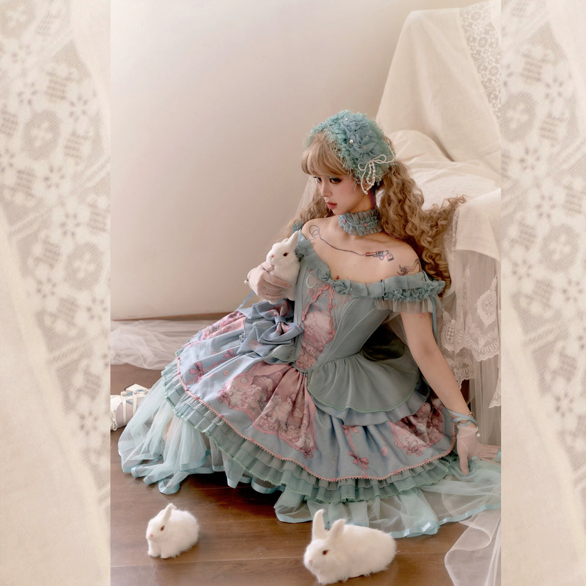 Tonight Lost Dreamland Dream Teal Lolita outfit on model