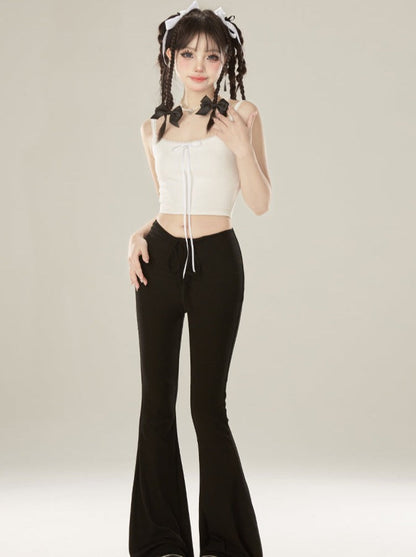 スリムフレアデザインウエストパンツ