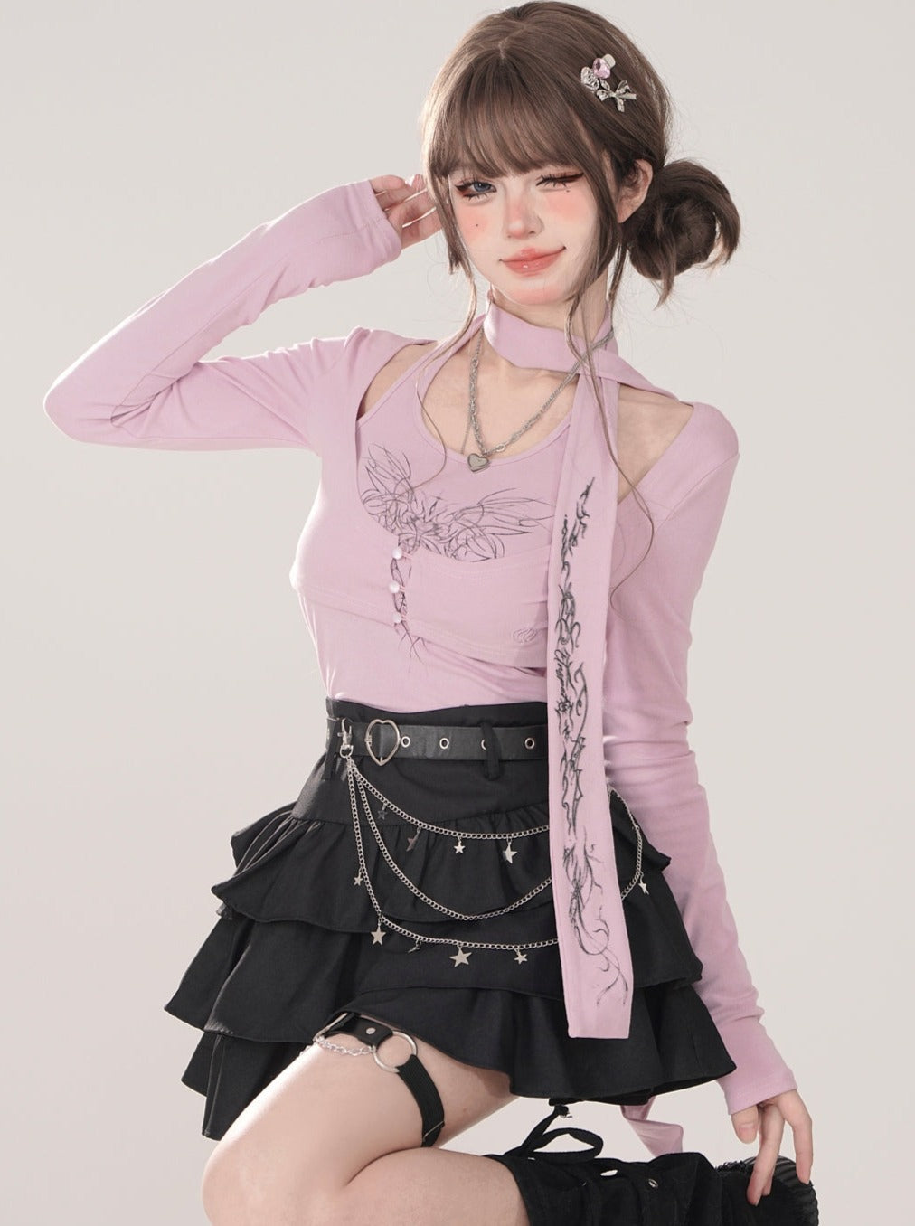 Letter Tops Halter Neck Slim Halter