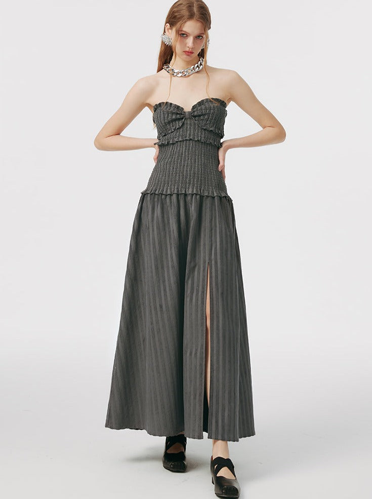 トップロングチューブオフショルダードレス