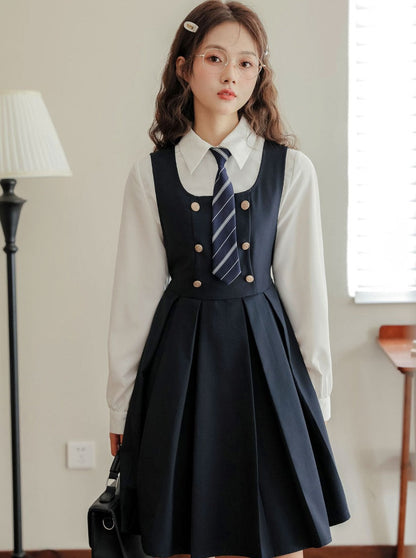 Retro Dress Bottled Shirt Style College American