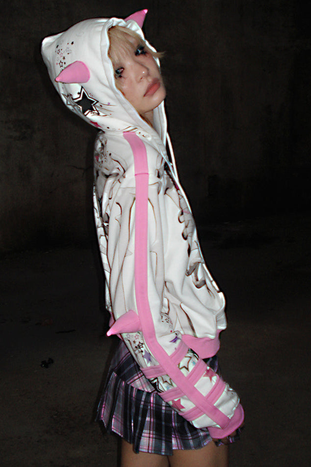 Kapuzenpullover mit Schleife, Sweatshirt mit Tiermuster