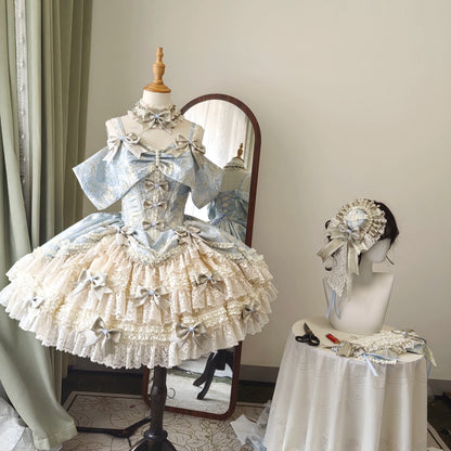 Rose Prelude Blue Lolita Dress [Pre-Order Deposit]