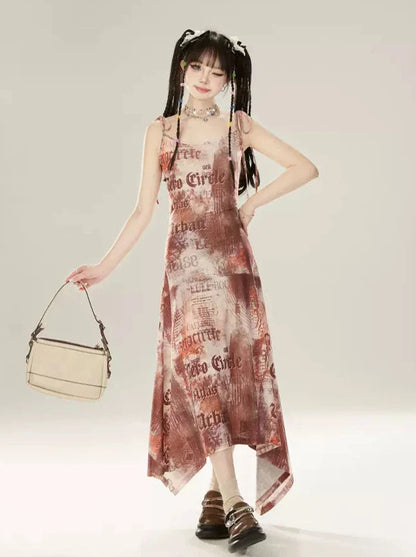ドレス デジタル イレギュラー プリント サスペンダー アメリカン
