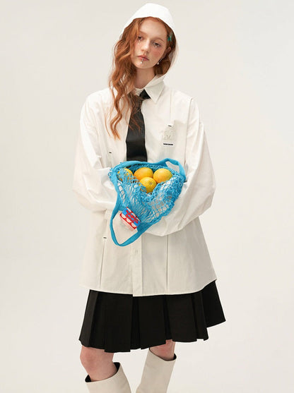 プリーツフードシャツ デコンストラクト ダーク