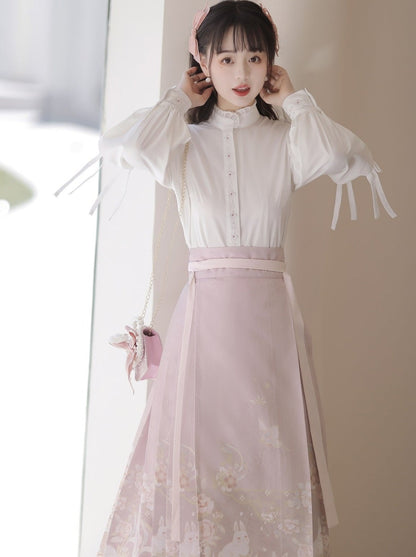 Bluse Sweet Neck Ruffle + Rabbit China Rock