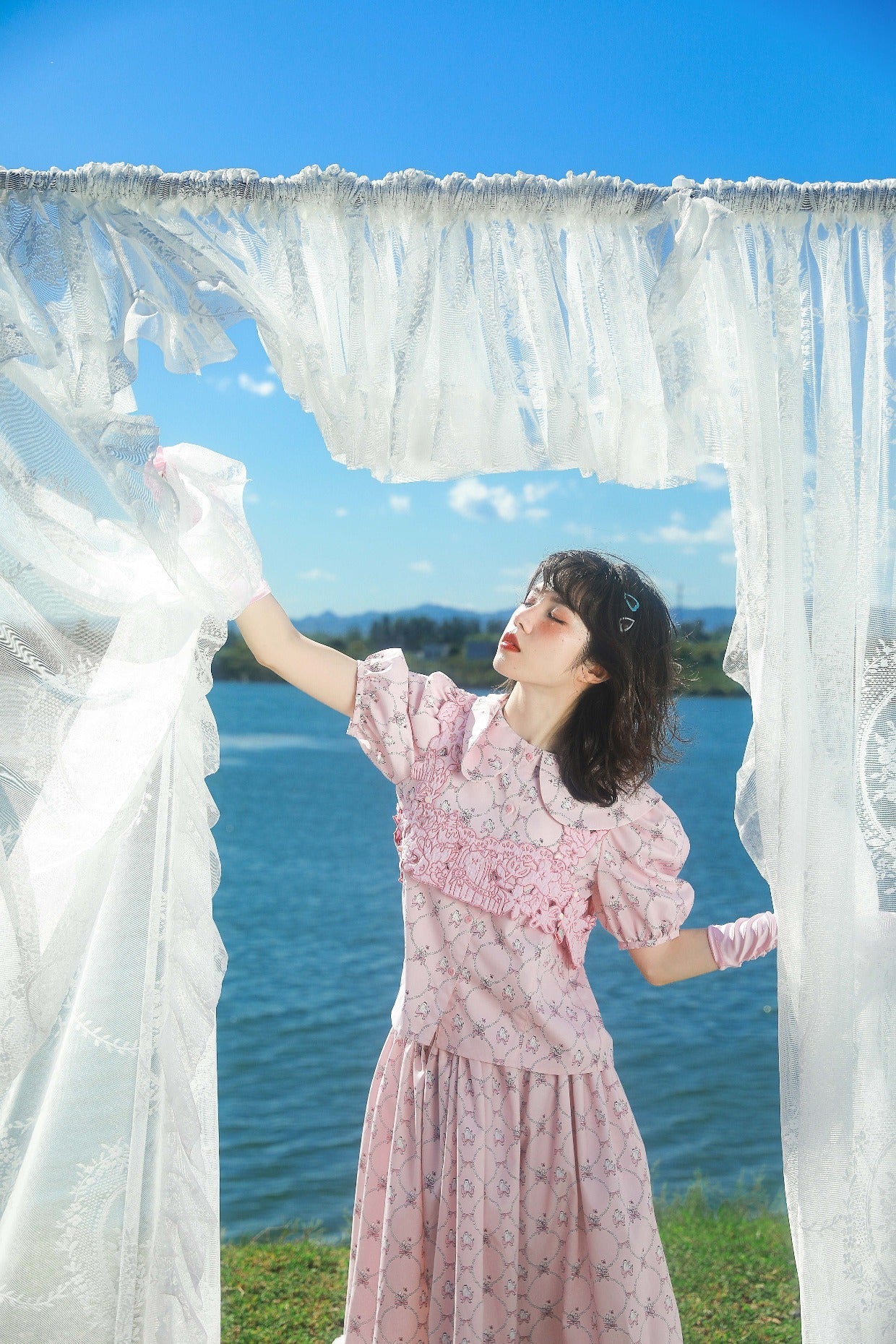 バブルスリーブアイランドスウィートシャツ