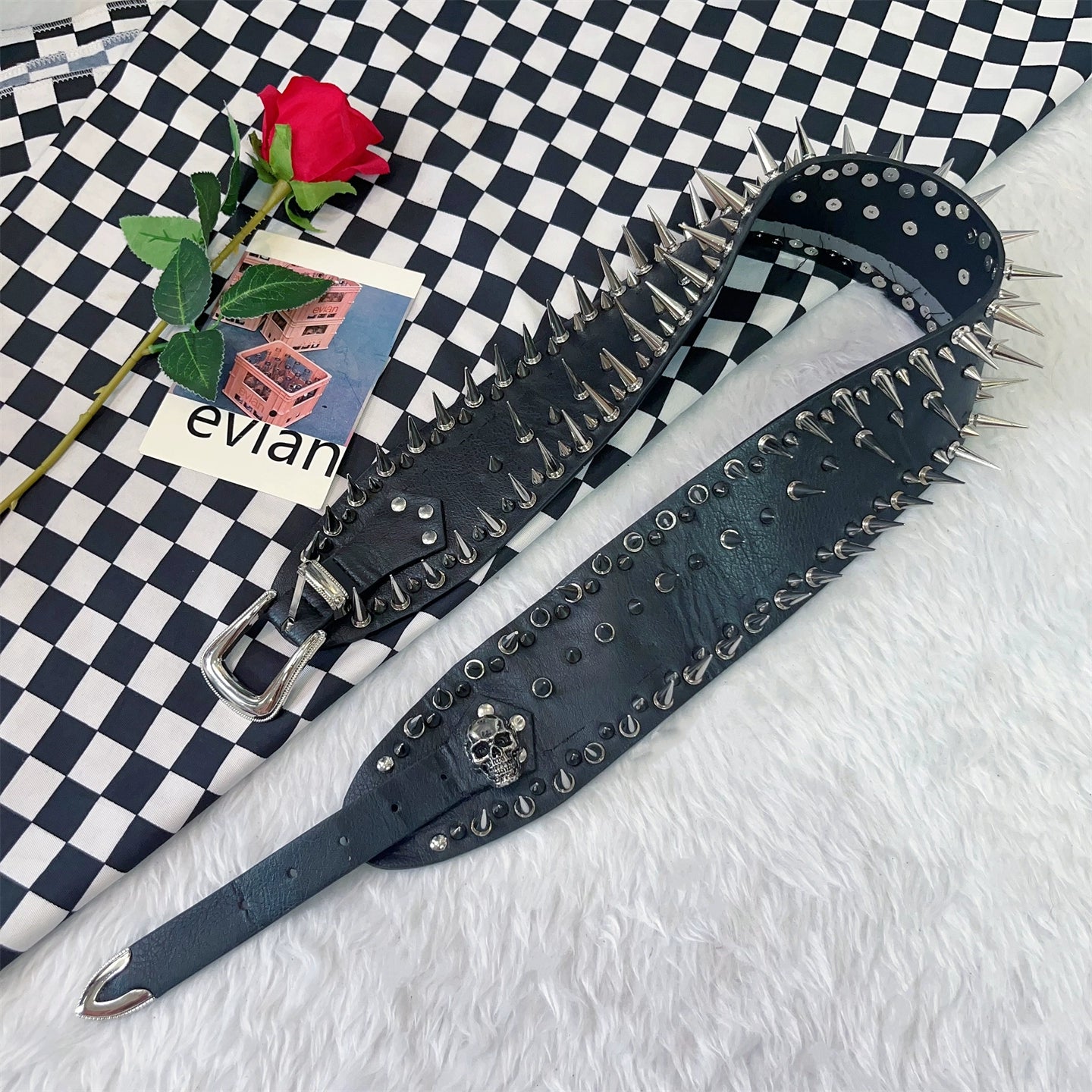 Steampunk Y2K Hip Hop Dark Rivet Skeleton Belt