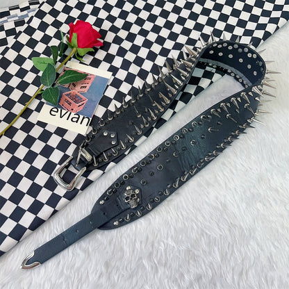 Steampunk Y2K Hip Hop Dark Rivet Skeleton Belt