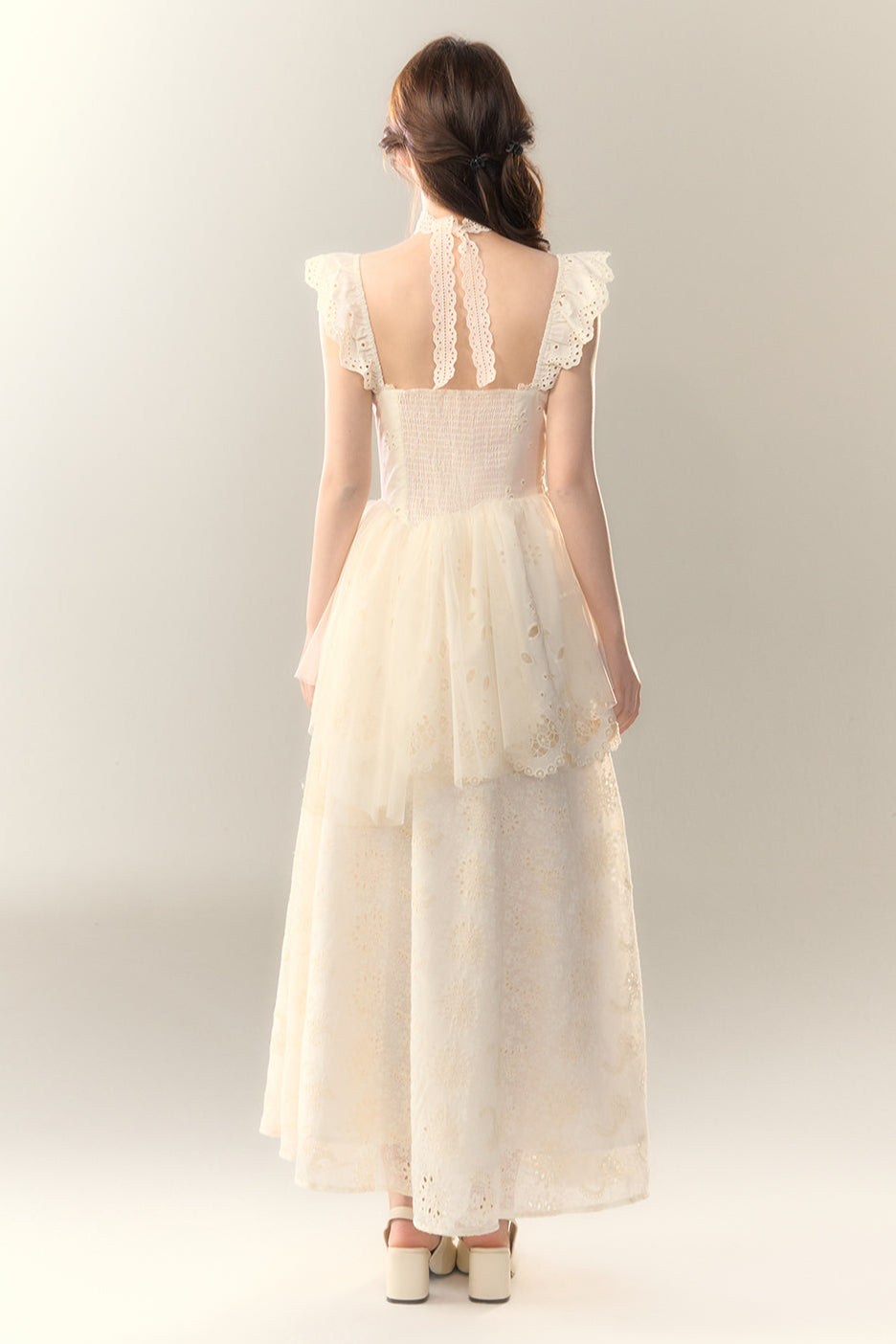 Stickereikleid Baumwolle Blume Weiß