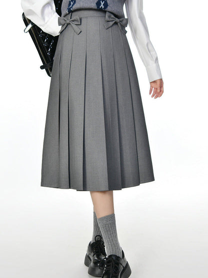 Ribbon Skirt Preppy Style Pleated Retro