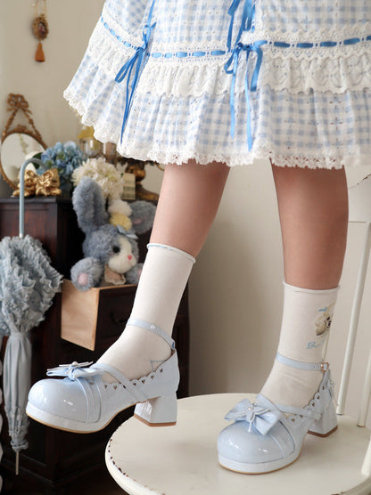 Shoes Mid Round Elegant Lolita Toe Heel Ribbon Sweet