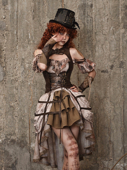 レザーケージレトロバードベストスチームパンク