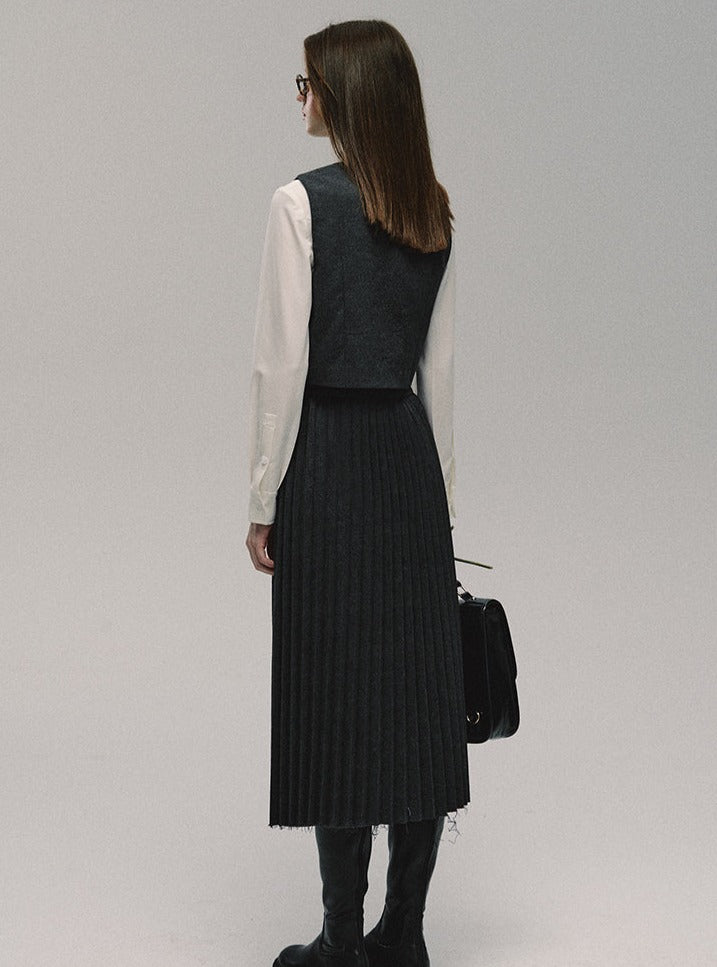 Grauer College-Langer Rock Best Bethi Barka Plissee