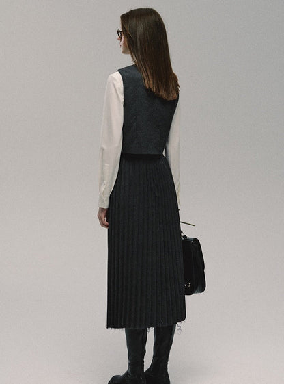 Grauer College-Langer Rock Best Bethi Barka Plissee