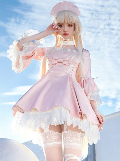 Sweet Girly Frill Dress + Hat