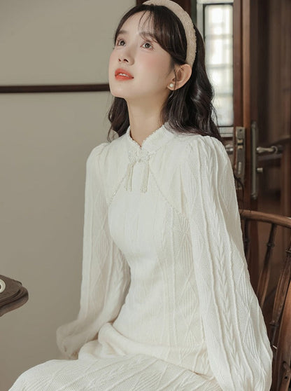 China Rippstrickkleid lang