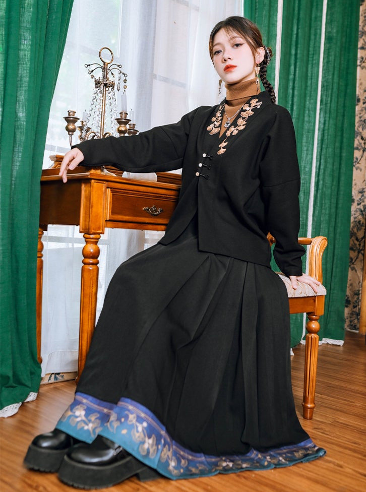 Kontrast Retro Farbe China Faltenrock Blatt