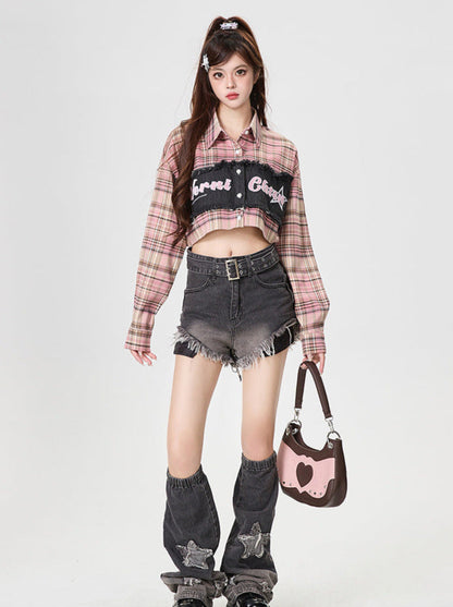 チェックスプライシングアメリカンレトロショートシャツ