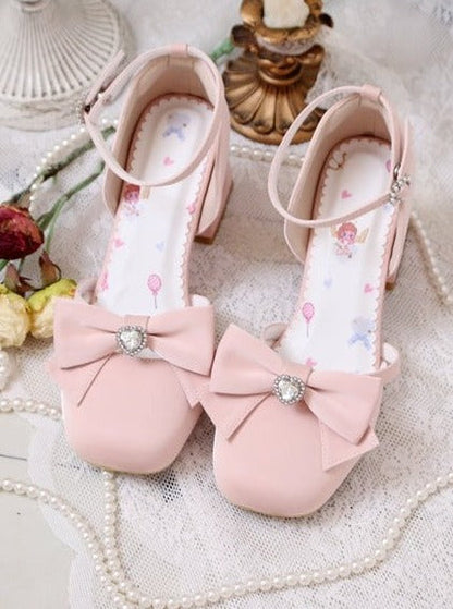 High Love Diamond Ribbon Heel Shoes Lolita