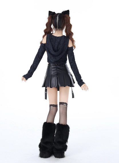 Cooles, schmal geschnittenes Oberteil mit Kapuze und beschädigter Taille