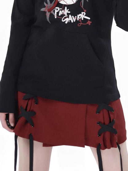 Escape Plan Red Black Work Neck Halter Jacket