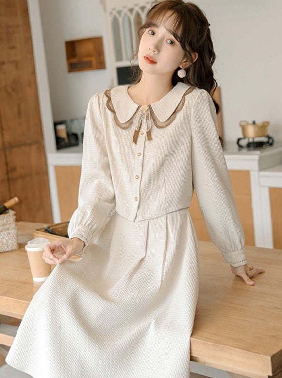 シャツ フレアスカート ショート丈 レトロ ガーリー