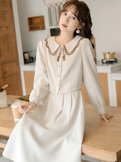 シャツ フレアスカート ショート丈 レトロ ガーリー