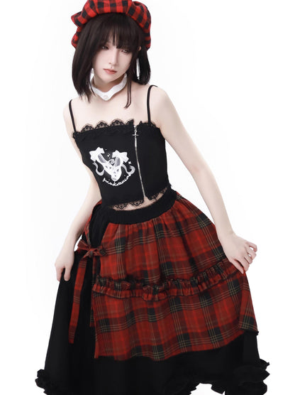 Lace Hoodie Black Stout Double Knit + Cherry Zip