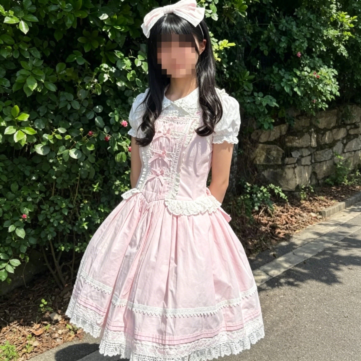 Sweet Pink Lace Lolita Cake Skirt Princess Dress